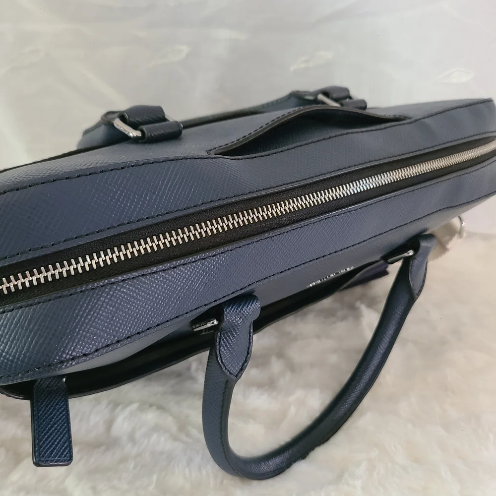 UNISEX Michael Kors Men’s Cooper Briefcase/Laptop Bag in Navy Saffiano Leather - Picture 8 of 11